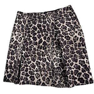 ROZ & Ali Purple and Cream Leopard Print A-line Flare Skirt W/ POCKETS  Size 14